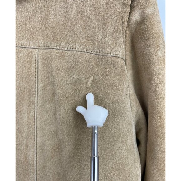 Eddie Bauer Womens Size MED Beige Tan Suede Leather Faux Fur Lined Coat Jacket - Picture 6 of 15